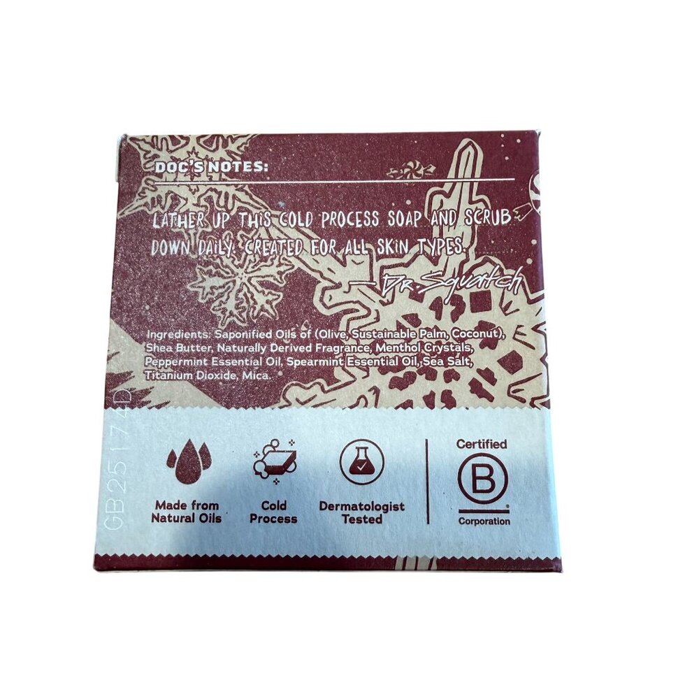 Dr. Squatch Frosty Peppermint Bar Soap 3 Pack Limited Edition Zero Grit Mens - Picture 2 of 3
